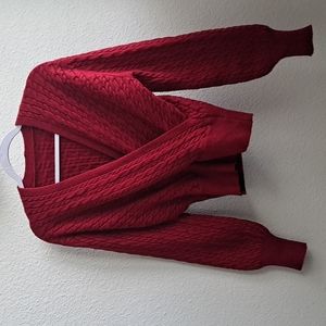 CHICWISH Cable Knit Wrap Front Crop Sweater